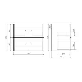 Fuji F 80/2 F тумба напольная белая глянцевая c раковиной Deep 80